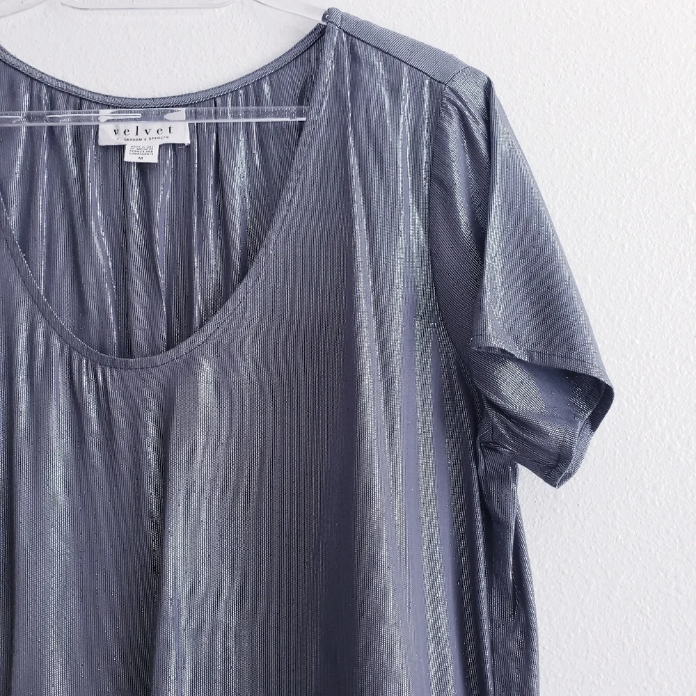 Anthroplogie Velvet By Spencer Graham Silver Shine Lightweight Blouse